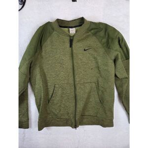 Nike‎ Women's Therma-FIT Full Zip Fleece Training Bomber Jacket Green Size Large